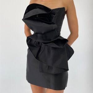 Eliya the Label Black Satin Mini Dress Size L NWT Wedding Guest Chic Cocktail